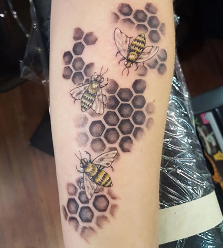 beehive pattern tattoo