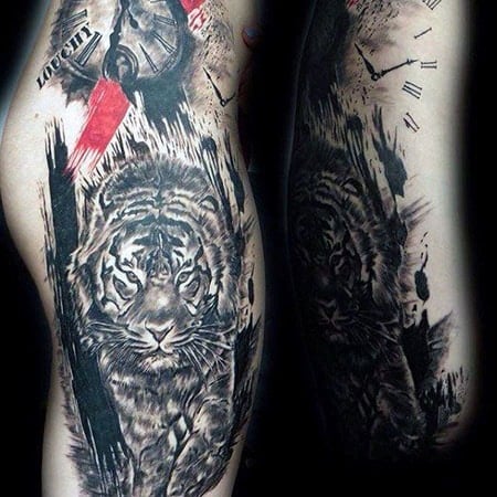 Tiger Clock Tattoo