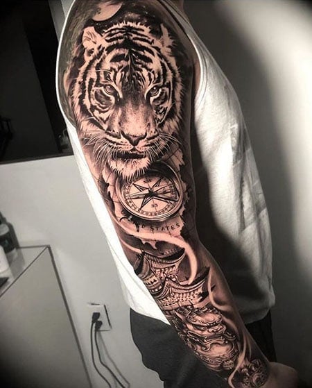 Tiger Compass Tattoo