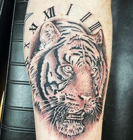 Tiger Roman Numerals Tattoo