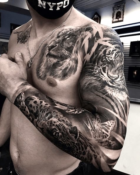 Tiger Sleeve Tattoo