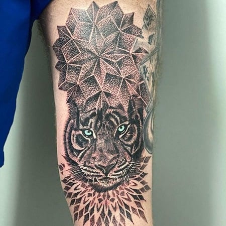 Tiger Stick And Poke Tattoo