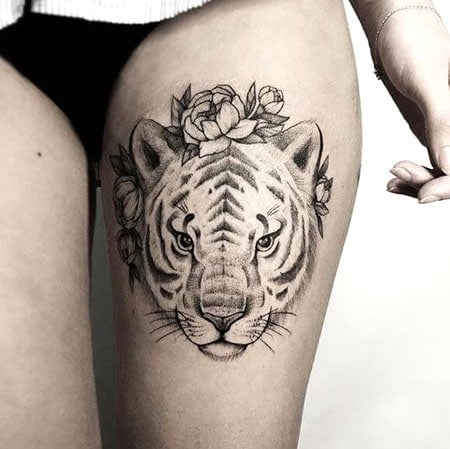 Tiger Thigh Tattoo 2
