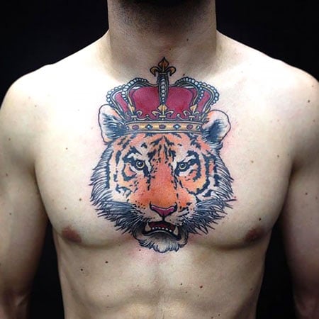 Tiger With Crown Tattoo
