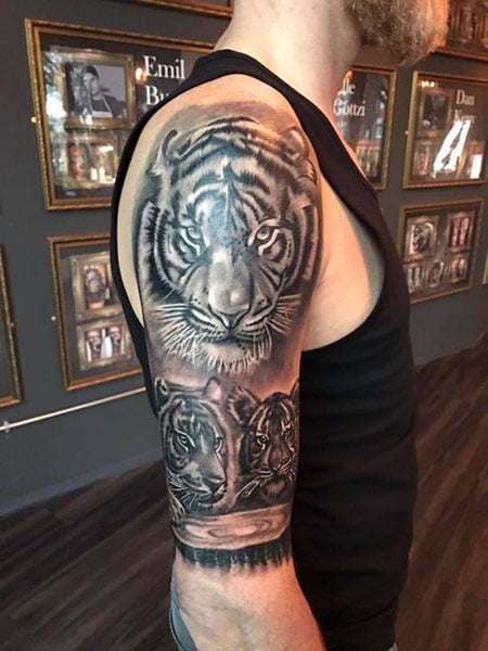 Tiger With Cubs Tattoo 2