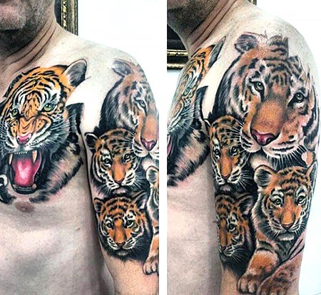 Tiger With Cubs Tattoo