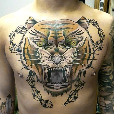 Tiger Chest Tattoo 2