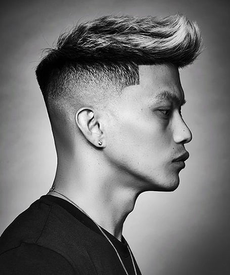 Bald Fade With Quiff Asian Men Hairstyle