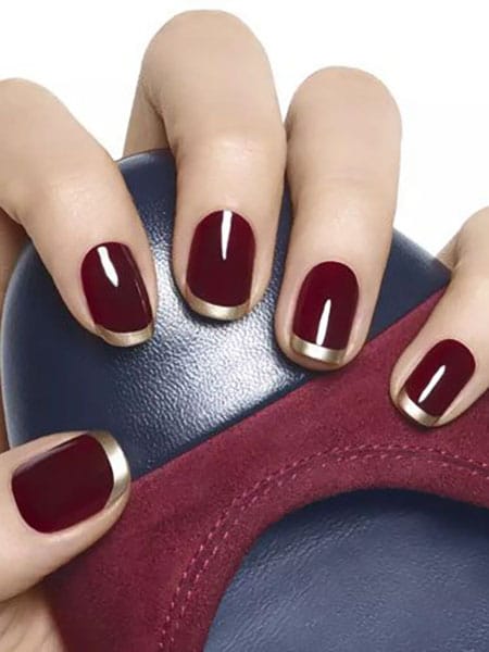 Burgundy French Tip Nails (1)