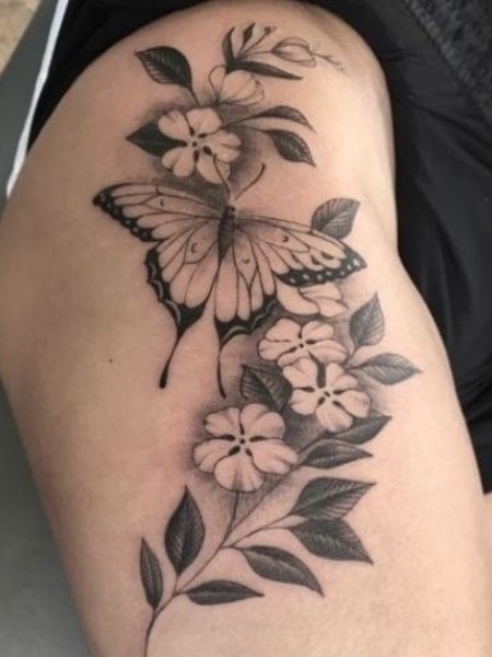 Painted Temple  Tattoos  Flower  Dayton Smith Floral Leg Piece