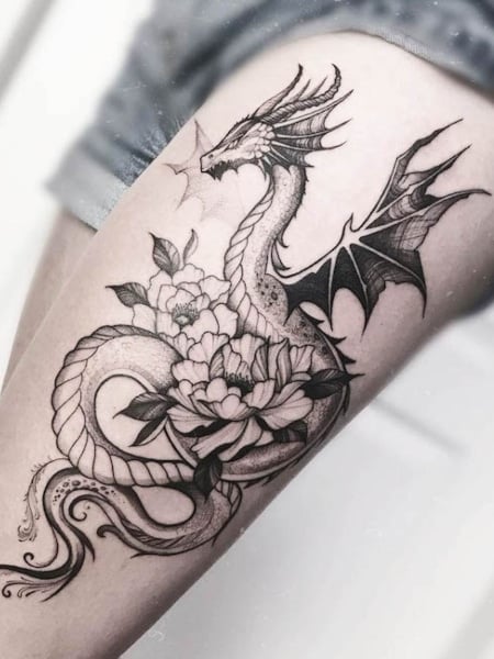 Dragon Leg Tattoo 1