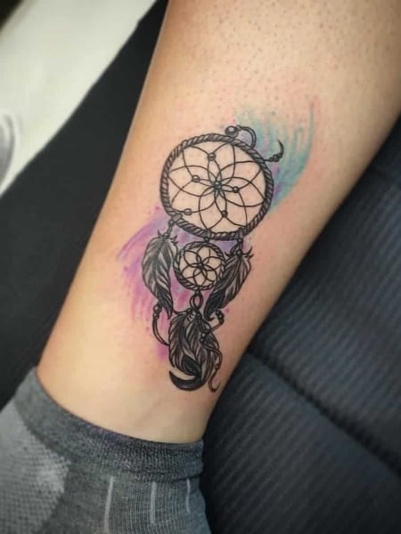 Dream Catcher Leg Tattoo 2