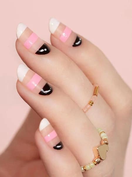 French Manicure With Stripes