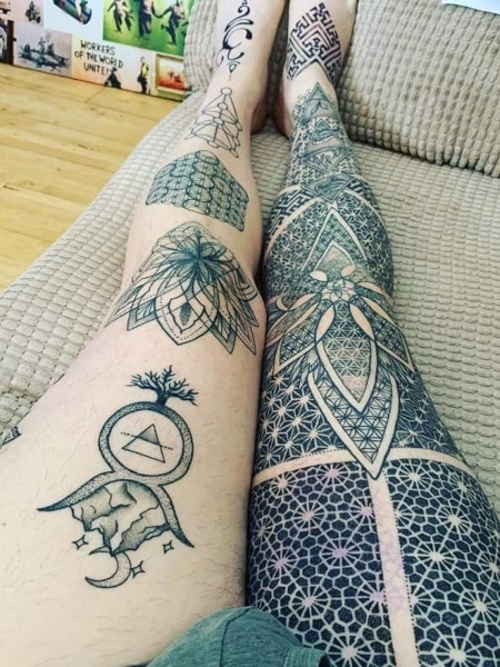 Geometric Leg Tattoo4