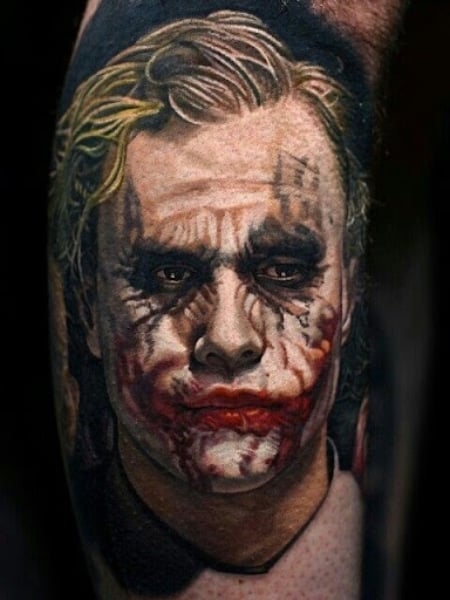 Joker Tattoo in Black  White Celebrity Ink  Joker tattoo Tattoos  Incredible tattoos