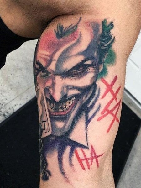 Joker Bicep Tattoo