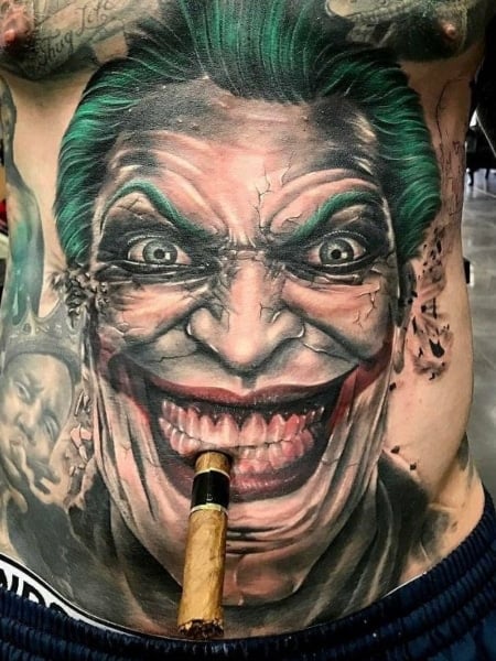 Joker Stomach Tattoo