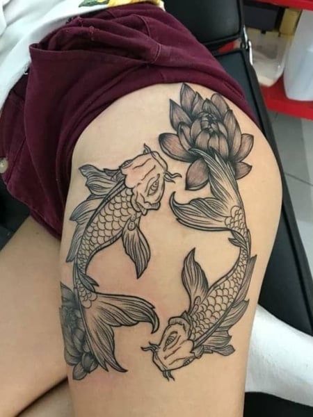 Koi Fish Tattoo Leg