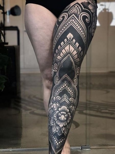 Mandala Leg Tattoo 2