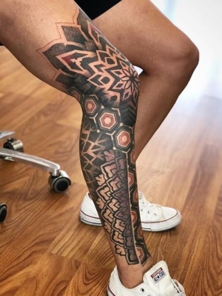 Tattoo uploaded by Bloodline Tattoo Phuket  GeometricMandala Full Leg  Sleeve  Tattoodo