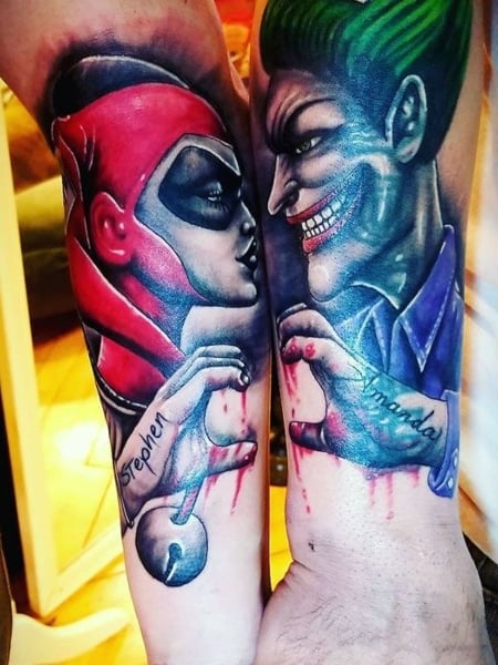 Matching Couple Tattoos Harley Quinn And Joker Tattoos2