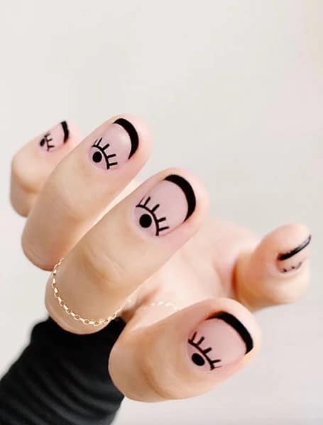 Nude And Black Nail Art