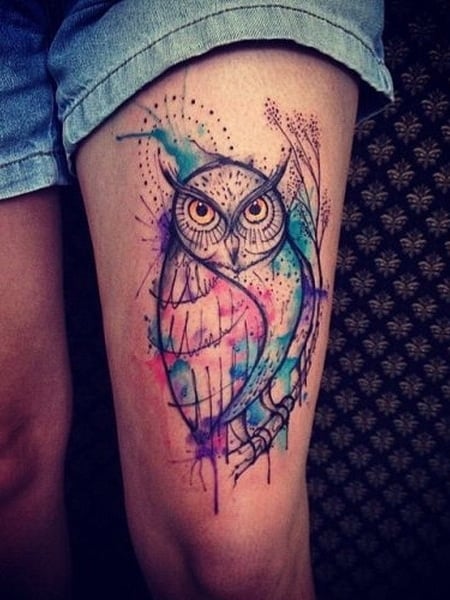 Owl Leg Tattoo 2