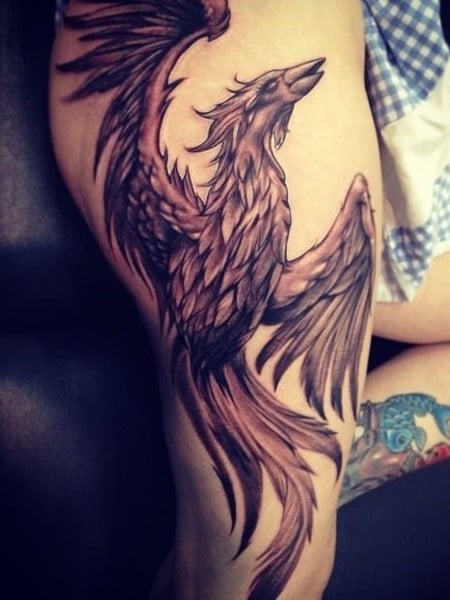 Phoenix Leg Tattoo