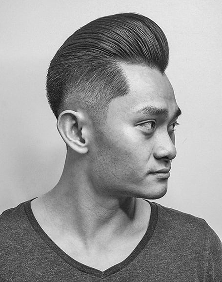 Pompador Wqith Taper Fade Asian Men Hairstyle