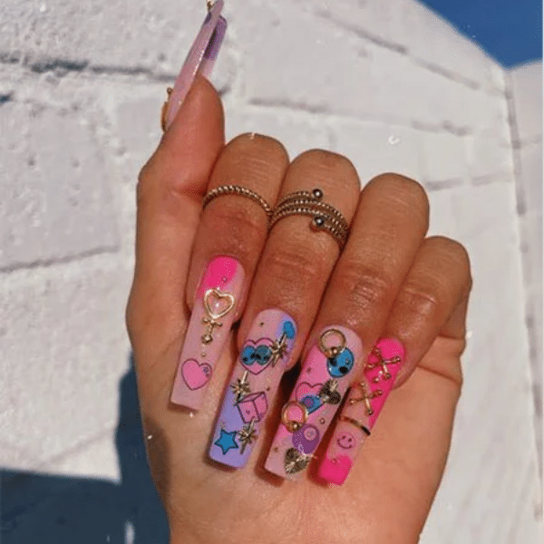 Quirky Long Coffin Nails