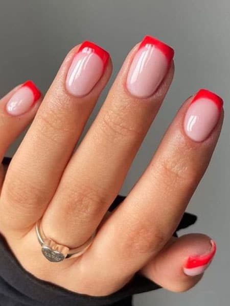 Red French Tip Nails