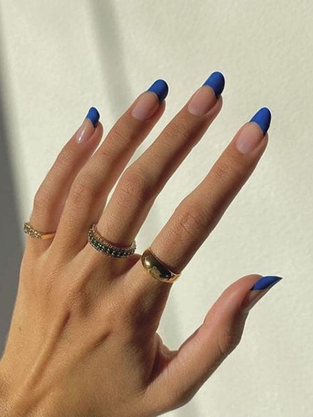 Royal Blue French Tip Nails