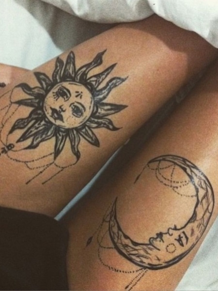 Sun And Moon Leg Tattoo2