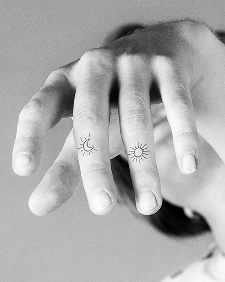 Temporary Sun And Moon Tattoo