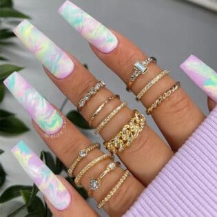 Watercolor Effect Pastel Nails Acrylic Nail Ideas Elize Nails Copy