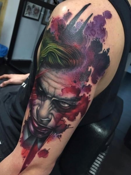 Watercolor Joker Tattoo 2