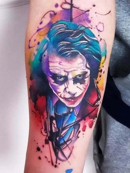 Watercolor Joker Tattoo