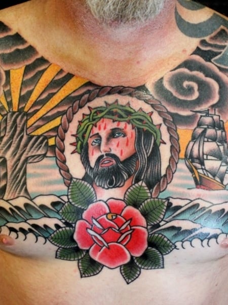 American Traditional Jesus Tattoo 1