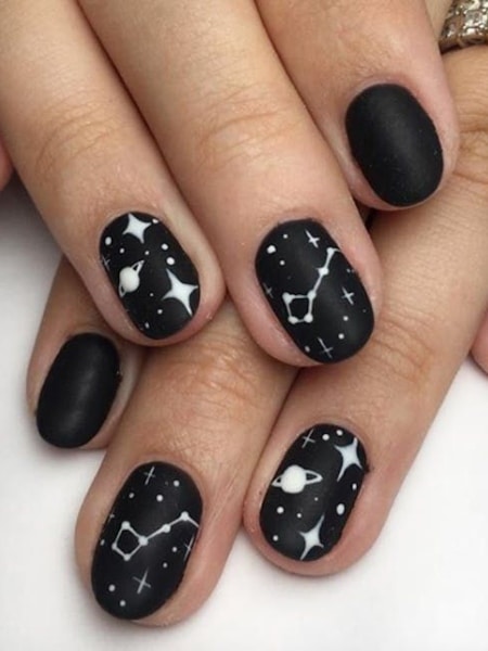 Constellation Inspired Short Acrylic Nails