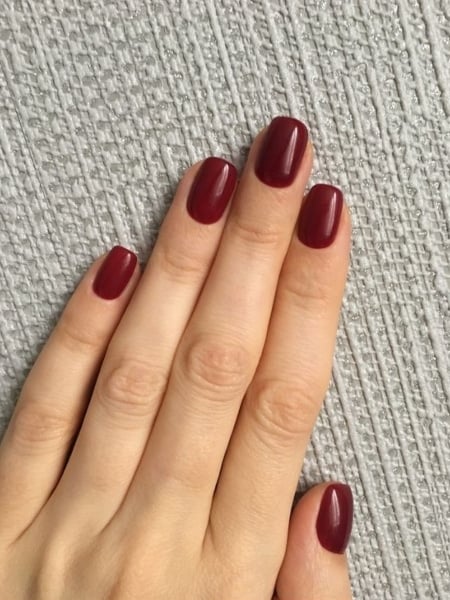 Dark Red Acrylic Nails Short (1)