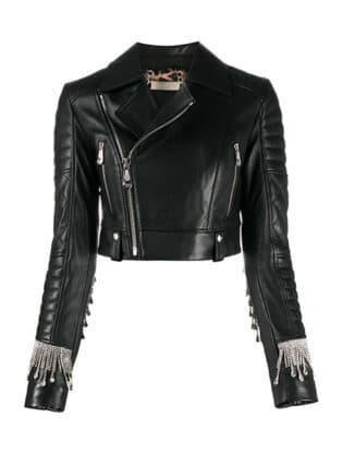 Fringe Cropped Biker Jacket