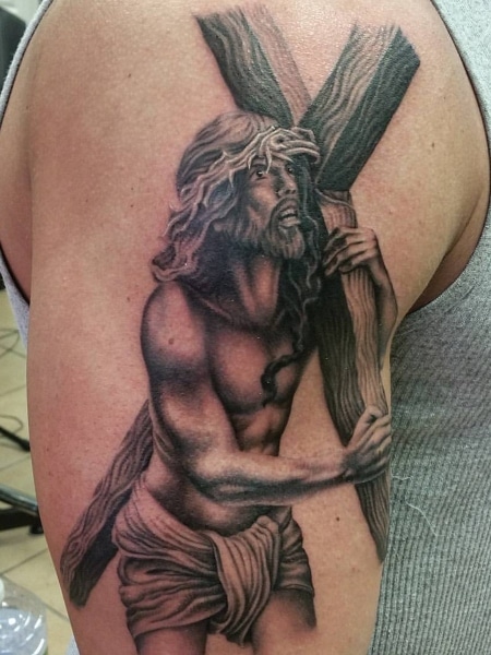 Jesus Carrying Cross Tattoo