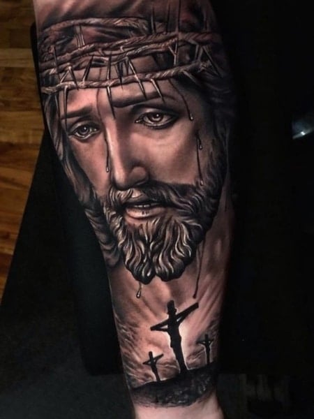 Jesus Crown Of Thorns Tattoo 1