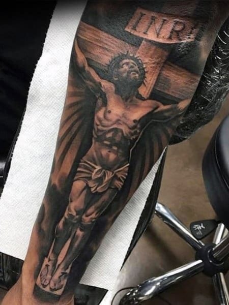 Jesus Forearm Tattoo