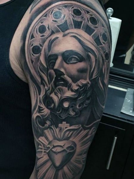 Jesus Half Sleeve Tattoo 1