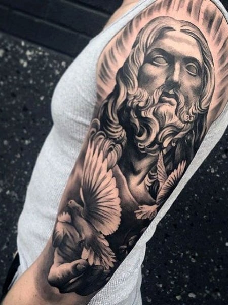 Jesus Half Sleeve Tattoo 