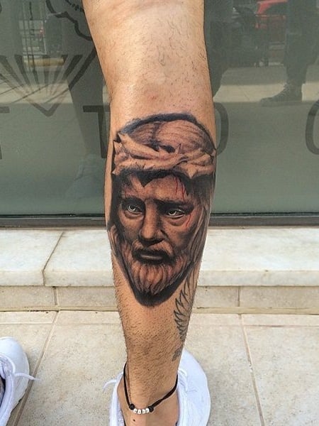 Jesus Leg Tattoo