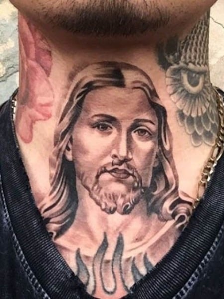 Jesus Neck Tattoo
