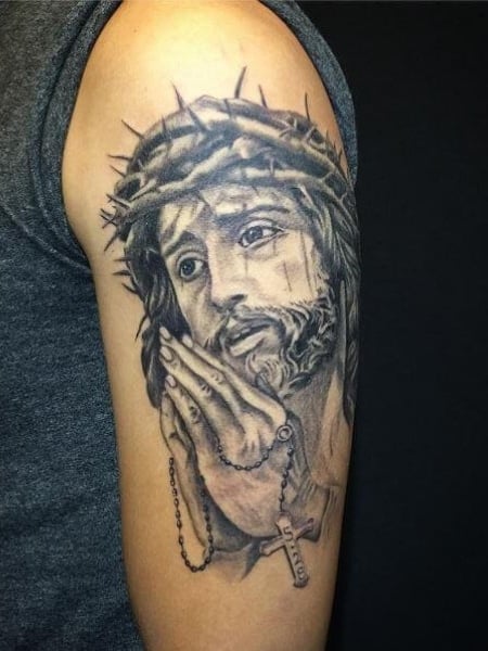 Jesus Praying Tattoo 1