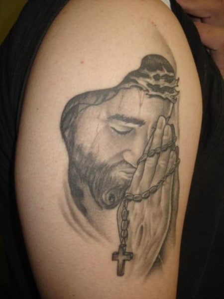 Jesus Praying Tattoo